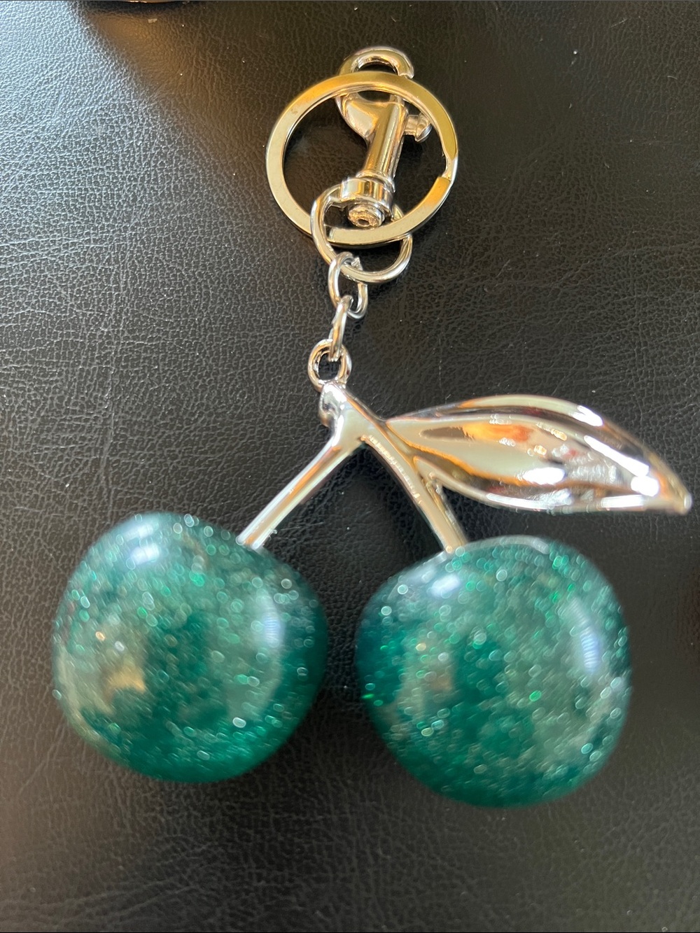 Green Glitter Cherry Keychain/Bag Charm-NWOT